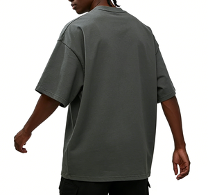 Camiseta de Manga Corta con Cuello Redondo, Color Sólido, Estilo Casual Simple, con Logotipo Personalizado Bordado o Impreso - Product Image 3