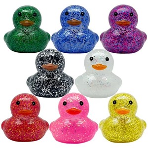 Patitos de Goma con Logotipo Personalizado, Transparentes, con Purpurina, en Forma de Pato Dorado, Patitos de Goma Verdes para Carreras - Product Image 1