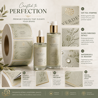 Étiquettes personnalisées pour soins de la peau, autocollants imperméables en rouleau avec dorure à chaud pour flacons cosmétiques, emballage de sérum sous marque privée, autocollant OEM ODM