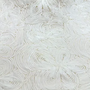 Dentelle française de haute qualité, ruban 3D en spirale, tissu brodé en maille, dentelle cordonnée 3D en gros pour robe de mariée - Product Image 4