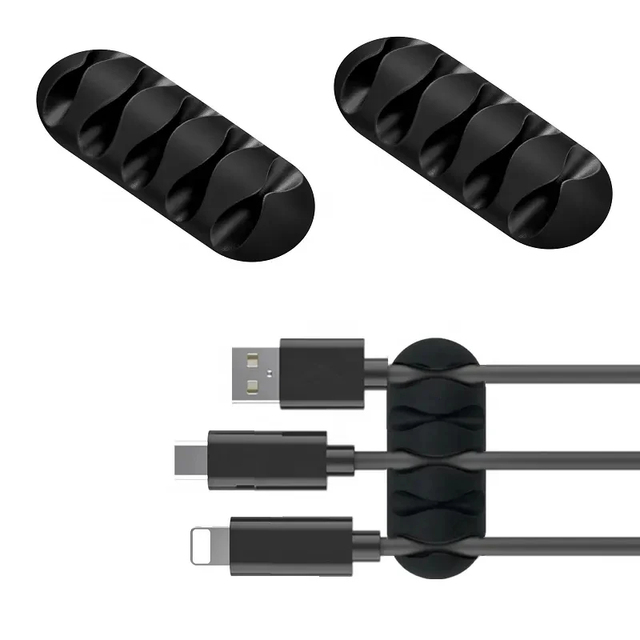 Silicone USB Cable Organizer Cable Winder Desktop Tidy Management Clips Cable Holder for Mouse Headphone Wire Organizer