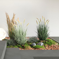Arrangement de plantes artificielles en pot (foin de renard et herbe d'oignon) pour la décoration intérieure commerciale des restaurants et hôtels
