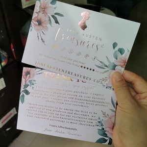 Cartes de remerciement personnalisées en papier épais gaufré découpé sur mesure, impression de luxe avec logo, cartes de remerciement pour bijoux en or rose - Product Image 5