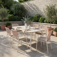 Fauteuil d'extérieur moderne à structure en aluminium léger, dossier en corde plate de 10 mm, coussin de siège en fibre de 200 g pour jardin et parc