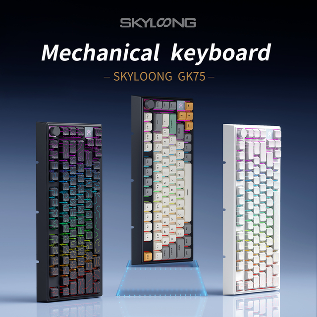 SKYLOONG 75% KTT Switch Double Shot PBT Keycaps QMK/VIA Keyboard Mechanical for Original Manufacturer Keyboard Gaming