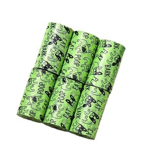 Bolsas Biodegradables para Excremento de Perro, Gruesas, 25 Bolsas por Rollo, Color Verde Claro con Rayas, para Desechos de Mascotas - Product Image 1