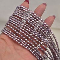 Perles d'eau douce naturelles violettes lavande à fort lustre de 3-3,5 mm, en vrac, mini perles pour la fabrication de bijoux DIY