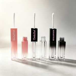Tube de brillant à lèvres carré double embout 2-en-1 de 3 ml et 6 ml, étiquette privée, dégradé noir, blanc, rose, vide, pour huile à lèvres - Product Image 5