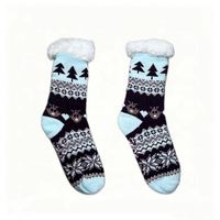 Großhandel Crew Fleece-Gefütterte Antibakterielle Nordische Schneeflocken-Bodensocken für Frauen Täglicher Gebrauch
