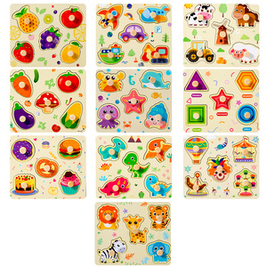 Puzzle Educativi Montessori per Bambini e Bambine con Forme di Frutta, Animali e Veicoli, Puzzle in Legno con Animali per l'Apprendimento Prescolare - Product Image 1