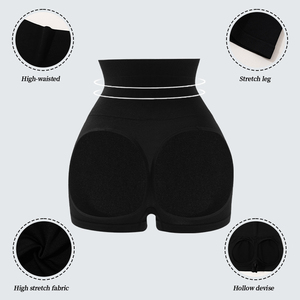 Culotte gainante taille haute noire avec fonction de lifting des fesses et design ajouré pour <span class=keywords><strong>femme</strong></span> - Product Image 4