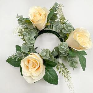 DAMAI Simulation Rose <b>Candle</b> Holder Wreath for <b>Easter</b> Valentine's Day Decoration Showcase Restaurant Napkin Wreath with Rose - Product Image 2
