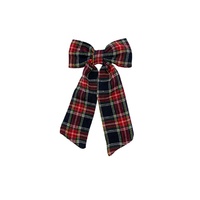 Taille personnalisée nouveau long damier arcs pinces à cheveux élégant noël longue queue marin nœuds à cheveux noués avec pinces