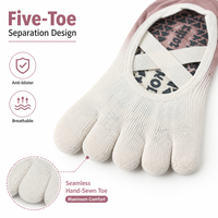 Chaussettes de yoga fines, dégradées, professionnelles, antidérapantes, à orteils séparés, entièrement couvrantes, basses, pour Pilates, d'été, athlétiques, à cinq doigts