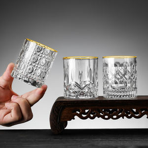 Vasos de chupito con borde dorado de lujo, vasos de cristal para whisky, vasos transparentes para beber Vodka escocés, Tequila Ron - Product Image 4