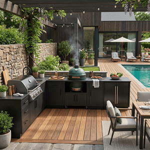 Barbecue <span class=keywords><strong>de</strong></span> <span class=keywords><strong>jardin</strong></span> sur mesure <span class=keywords><strong>de</strong></span> haute qualité <span class=keywords><strong>en</strong></span> acier inoxydable, cuisine extérieure avec plusieurs grilles <span class=keywords><strong>de</strong></span> cuisson Kamado pour patio et cour - Product Image 2