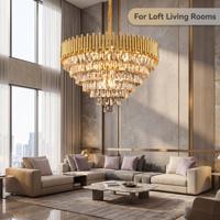 Lustre en cristal pyramidal à plusieurs niveaux de luxe, grand modèle 95 cm, suspension de plafond E14, or et noir, 2 couleurs, pour villa, hôtel, restaurant