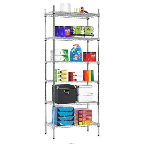 JIAMEI kitchen storage chrome metal shelf with 6 layers adjustable kitchen storage rack organizer metal shelving units