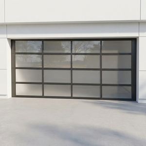 Portes de <span class=keywords><strong>garage</strong></span> sectionnelles motorisées à commande à distance en aluminium et verre, modernes et écoénergétiques, personnalisées ZS pour villas et allées de maisons - Product Image 1