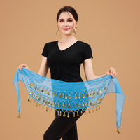 Foulard de Hanche de Danse du Ventre Jupe-Paréo Performance Paillettes Bling 72 Pièces Monnaie Costume de Danse Orientale pour Femme 12 Couleurs