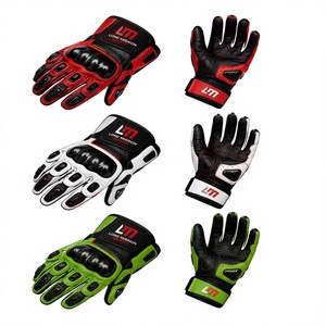 Gants de moto en cuir Long Mission, longueur poignet, sportifs, respirants, écologiques, compatibles écran tactile, usage quotidien, rouge, blanc, vert, quatre couleurs - Product Image 1