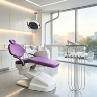 Fauteuil dentaire ergonomique de fabricant dentaire avec capteur LED, unités de pièces à main dentaires et système de contrôle silencieux
