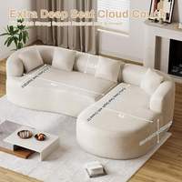 Canapé modulaire en chenille de luxe moderne en forme de L avec dossier incurvé, écologique, minimaliste, gain de place, confortable, pour salon, 4 places