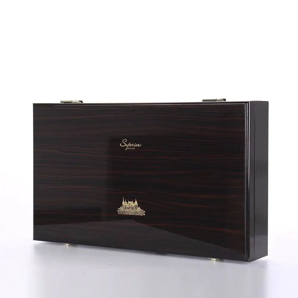 Grosir kotak kayu kaca anggur MDF mewah sesuai pesanan kotak anggur pernis akhir piano untuk pengemasan hadiah parfum