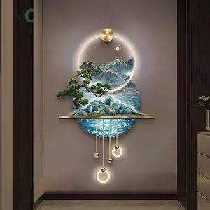 Yüksek dağ akan su ve nehirler sundurma duvar dekor boyaması manzara yüksek dereceli üç boyutlu LED asılı resimler - Product Image 1