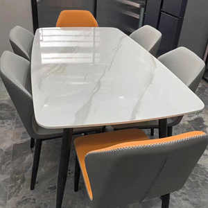 Mesa de comedor de roca brillante de lujo ligera de estilo italiano, mesa de comedor moderna y sencilla para el hogar, combinación de silla de comedor - Product Image 6