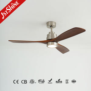 Ventilateur de plafond à LED 1stshine corps en métal pales en bois massif Ventilateur de plafond à éclairage LED dimmable couleur OEM - Product Image 1