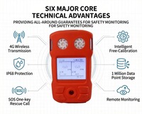 Détecteur de gaz pour espaces confinés 4-en-1, haute précision O2, écran LCD 2,5 pouces, alarme par vibration, son et lumière, enregistreur de données pour usage industriel