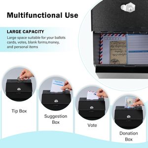 Wall-Mounted Metal Mailbox and Key Drop Box Indoor &amp; Outdoor Secure Hanging <strong>Postbox</strong> for <strong>Home</strong> or Business Use Steel Material - Product Image 5
