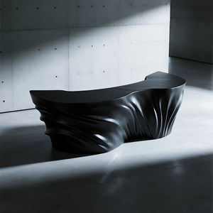 Mostrador de Recepción con Diseño Moderno en Forma de Ola Negra para Oficina, Hotel y Tiendas - Product Image 5