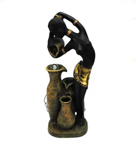 68Hcm Polyresin Dame Garten Moderne Innen Bali Stein Balls Sexy Nude Skulptur Vase Töpfe Frau Brunnen