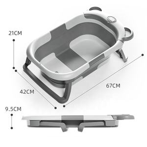 حوض استحمام للحيوانات الأليفة قابل للطي مع شاشة مراقبة درجة الحرارة في الوقت الحقيقي ومجموعة حوض استحمام القط القابل للطي وسادة عائمة حوض استحمام الكلب المحمول للسفر - Product Image 2