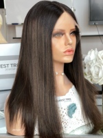 Perruque juive SHY en dentelle, cheveux humains bruts, couleur brun foncé, cheveux raides, confortable pour un usage quotidien, OEM ODM