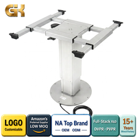 Pied de table réglable pneumatique pour camping-car, caravane, bateau, extérieur, amovible, en alliage d'aluminium blanc thermolaqué