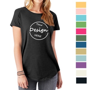 <span class=keywords><strong>T</strong></span>ùy Chỉnh Phụ Nữ 93% Cotton 7% Spandex 180 GSM Áo Thun Cong HEM Màn Hình In Trống Scoop Dưới Longline <span class=keywords><strong>T</strong></span> Áo Sơ Mi Cho Phụ Nữ - Product Image 1