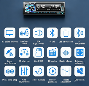 เครื่องเล่น MP3 ในรถยนต์ พร้อมบลูทูธ เครื่องส่งสัญญาณ FM ไฟแบ็คไลท์ 7 สี ช่องเสียบ USB คู่ หน้าจอ LCD เครื่องเสียงติดรถยนต์ 1 din ขายตรงจากโรงงาน - Product Image 5