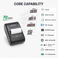 Impresora Térmica Portátil de Recibos de 58 mm con Bluetooth, Velocidad de 70 mm/s, Impresora de Facturas Portátil para Comercio Minorista, Restaurantes y Entrega de Comida