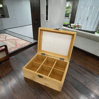 Boîte à thé rectangulaire en bambou naturel à 8 compartiments, rangement de cuisine avec laque transparente, style japonais classique traditionnel