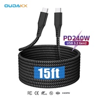 Cable USB Tipo C PD 3.1 Trenzado de Fábrica, 1m 5m, Carga Rápida 240W 48V 5A, Cable USB-C Tipo C para Teléfono Móvil, Laptop, PC