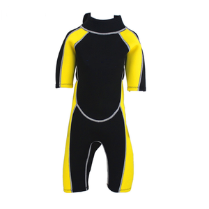 بدلة غطس قصيرة لطيفة من النيوبرين للأطفال سوداء وردية صفراء وسحاب خلفي واقية لركوب الأمواج معدات الغوص ميزة تنفس - Product Image 5