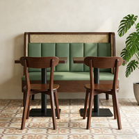 Meubles de restaurant de style rétro, table et chaises sur mesure en noyer noir, banquette double