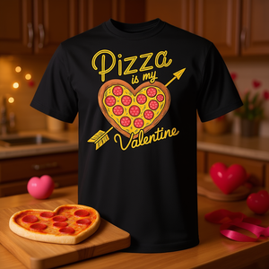 T-shirt promotionnel pour les amateurs de pizza : la pizza de la Saint-Valentin est mon cœur de Valentin, avec des pepperonis. - Product Image 3