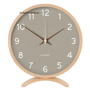 Hand Carved for Wood <b>Desk</b> <b>Clock</b> Elegant Curved Base Modern Design Quartz Needle Display LUMINOVA Home Office Gift - Product Image 1