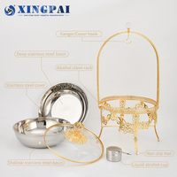 XINGPAI autres fournitures pour hôtels et restaurants ensemble de buffet 8L chauffe-plats en or restauration carburant alcool chauffe-plats pour mariage