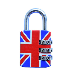 Combination <b>Padlock</b> With Union Jack Design 3 Digit Resettable Lock For Luggage Travel Bags Hardware Stationery - Product Image 1