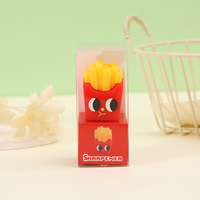 Taille-crayon en forme de hamburger et frites, à un seul trou, en PVC souple et silicone, pour étudiants, cadeau de papeterie scolaire